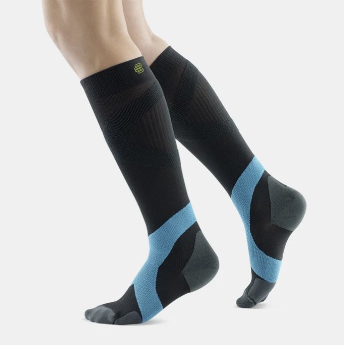 Bauerfeind Sports Compression Socks Ball & Racket, black with blue accents