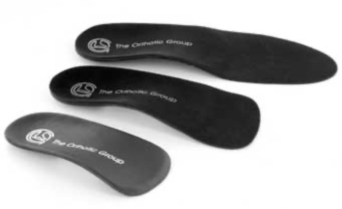 The Orthotic Group custom orthotic insoles in three lengths and cuts