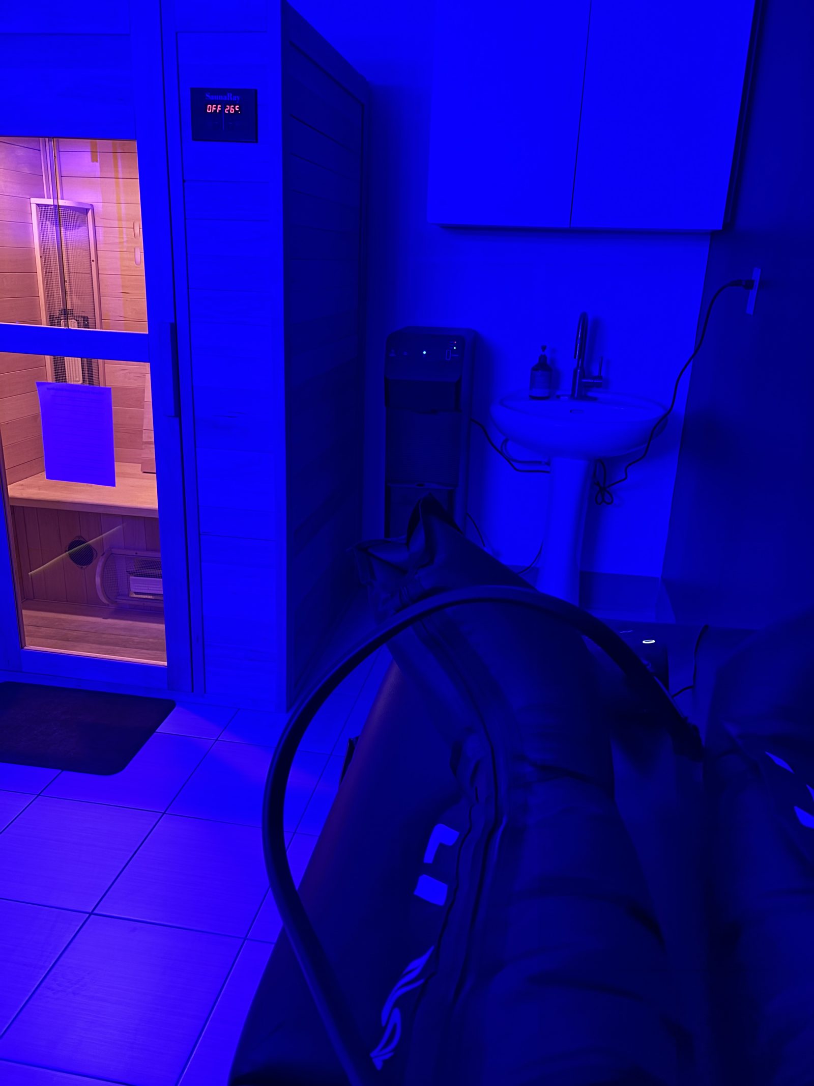 Recovery Room at PRT Scarborough with NormaTec compression boots and infrared sauna